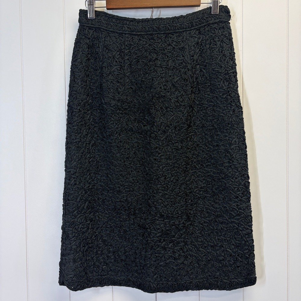 Vintage Classic Ribbon Rosette Pencil Skirt Women Size M Twee Dark Academia Chic